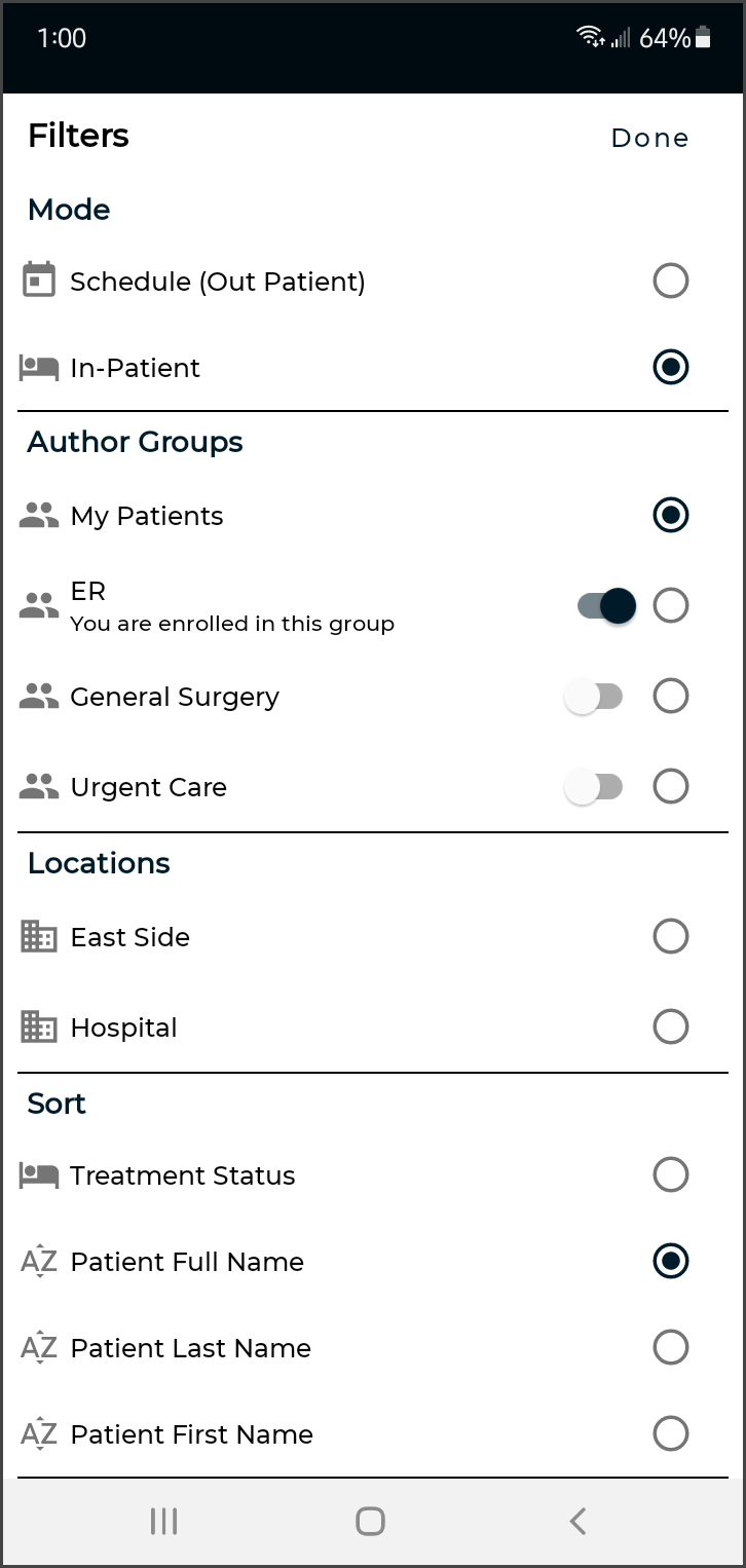 Inpatient Filters