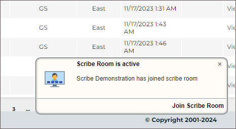 Scribe Room Notification